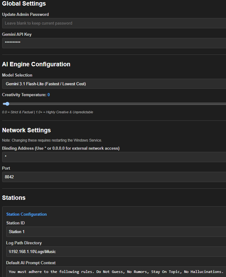 Admin Controls Panel